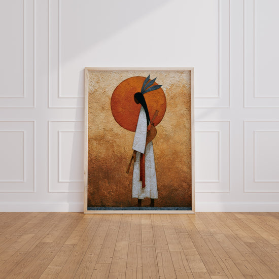 Poster Femme africaine - Élégance ancestrale aux tons ocre — Vierge - living-room