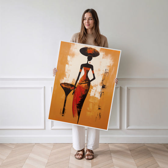 Poster Femme africaine - Élégance et couleurs vibrantes d'un portrait ethnique — Vierge - poster-femme-debout