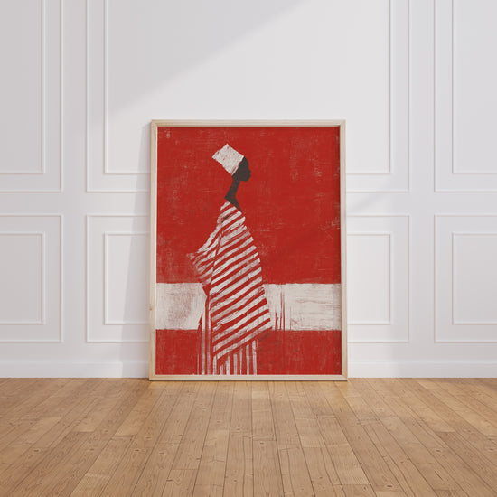 Poster Femme africaine - Élégance et fierté au turban blanc — Vierge - living-room