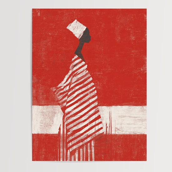 Poster Femme africaine - Élégance et fierté au turban blanc — Vierge - poster-presentation-produit