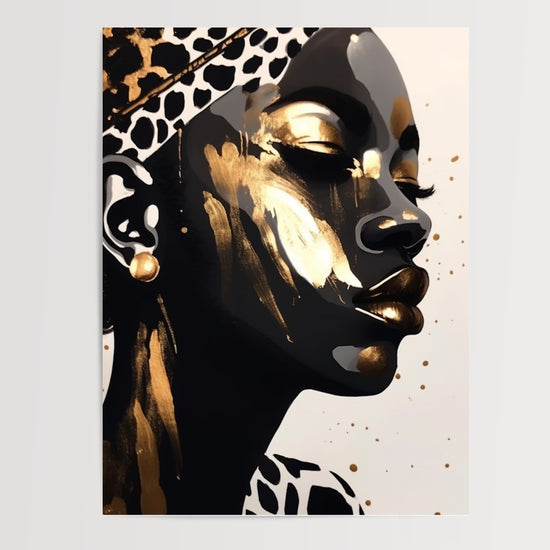 Poster Femme africaine - Or et ébène, regard qui vous fixe — Vierge - poster-presentation-produit