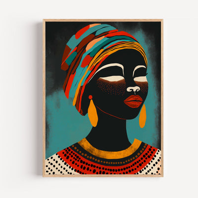 Poster Femme africaine - Portrait éclatant de couleurs et de fierté