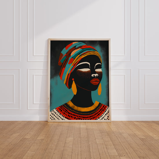 Poster Femme africaine - Portrait éclatant de couleurs et de fierté — Vierge - living-room
