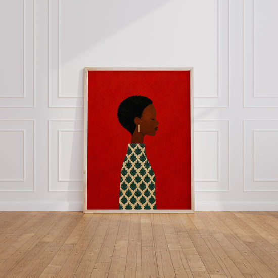 Poster Femme africaine - Présence silencieuse et beauté affirmée — Vierge - living-room