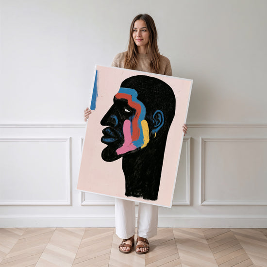 Poster Femme africaine - Profil sculptural aux touches éclatantes — Vierge - poster-femme-debout