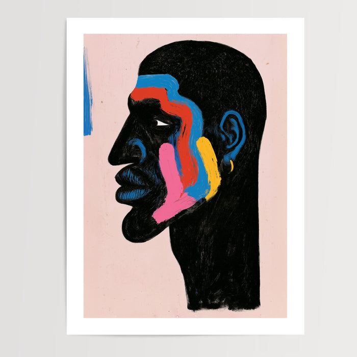 Poster Femme africaine - Profil sculptural aux touches éclatantes — Vierge - poster-presentation-produit — passe-partout blanc