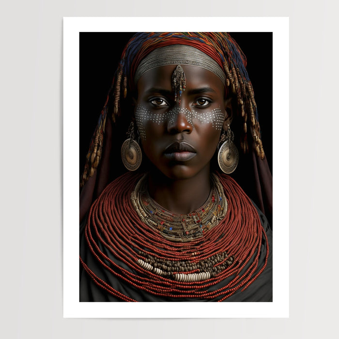 Poster Femme africaine - Regard fier et âme d'un continent — Vierge - poster-presentation-produit — passe-partout blanc