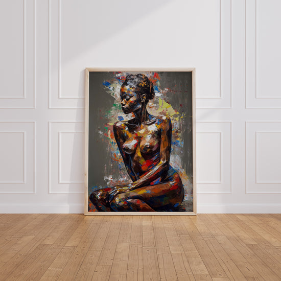 Poster Femme africaine - Silhouette fière aux couleurs éclatantes — Vierge - living-room