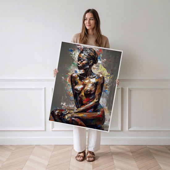 Poster Femme africaine - Silhouette fière aux couleurs éclatantes — Vierge - poster-femme-debout