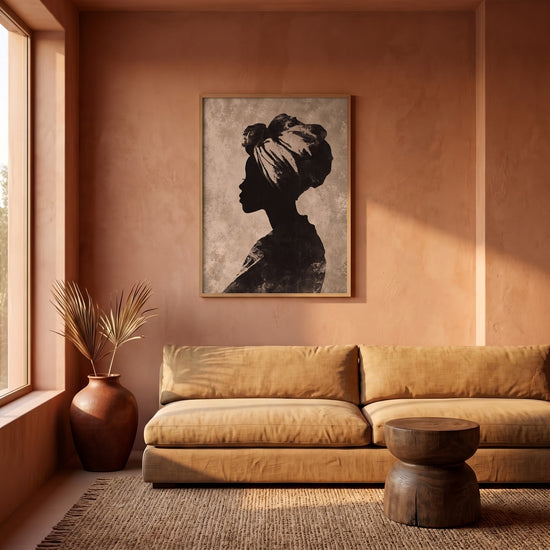 Poster Femme africaine - Silhouette noble et grâce ancestrale — Décor sur-mesure (IA)