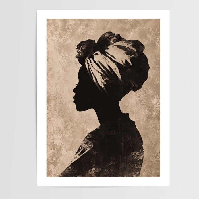 Poster Femme africaine - Silhouette noble et grâce ancestrale — Vierge - poster-presentation-produit — passe-partout blanc