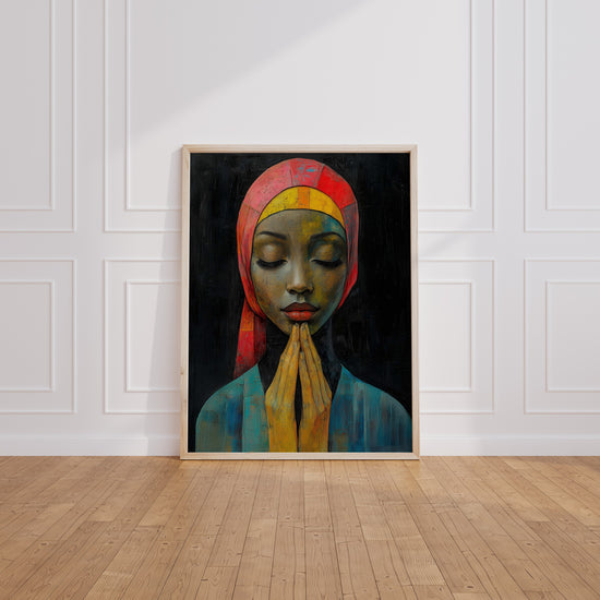 Poster Femme africaine - Un instant de prière et de paix — Vierge - living-room