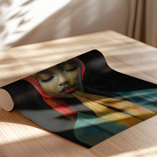 Poster Femme africaine - Un instant de prière et de paix — Vierge - poster-enroullé