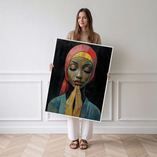 Poster Femme africaine - Un instant de prière et de paix — Vierge - poster-femme-debout