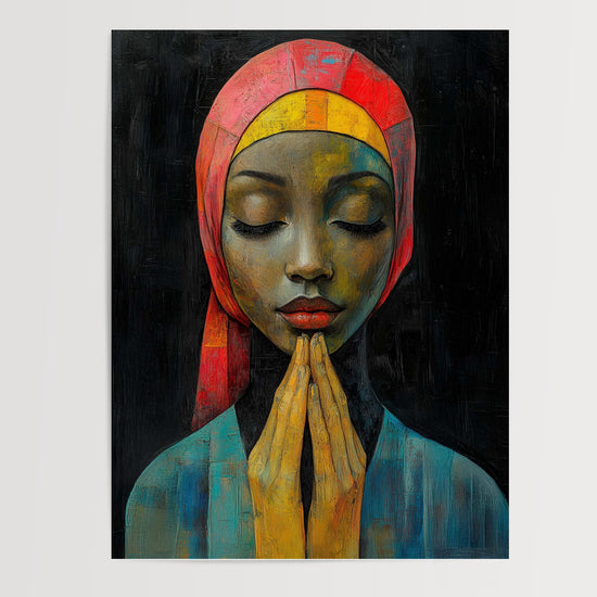 Poster Femme africaine - Un instant de prière et de paix — Vierge - poster-presentation-produit