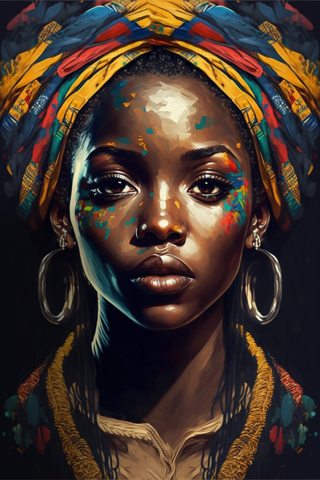 Poster Femme afro - Portrait pop art aux couleurs vibrantes