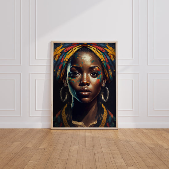 Poster Femme afro - Portrait pop art aux couleurs vibrantes — Vierge - living-room