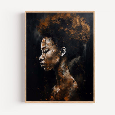 Afro-vrouw poster — Majestueus profiel en stralende zwarte schoonheid