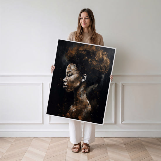 Poster Femme Afro - Profil majestueux et beauté noire lumineuse — Vierge - poster-femme-debout