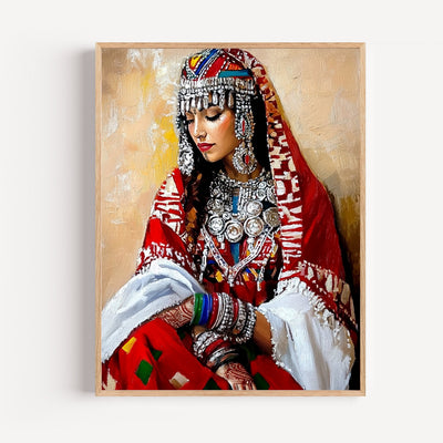 Moroccan Wall Art Print – Berber Woman with Silver Jewelry