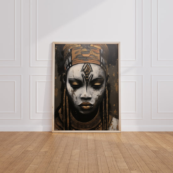 Poster Femme de tribu - Portrait africain en noir et blanc — Vierge - living-room