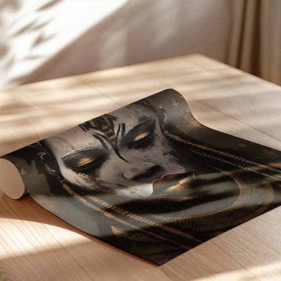 Poster Femme de tribu - Portrait africain en noir et blanc — Vierge - poster-enroullé