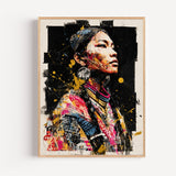 Poster Femme Kayan - Fierté ethnique en street art doré et urbain