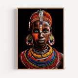 Poster Femme masaï - Portrait envoûtant aux couleurs d'Afrique