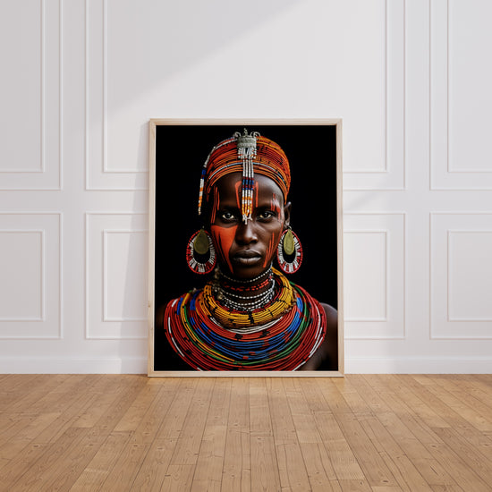 Poster Femme masaï - Portrait envoûtant aux couleurs d'Afrique — Vierge - living-room
