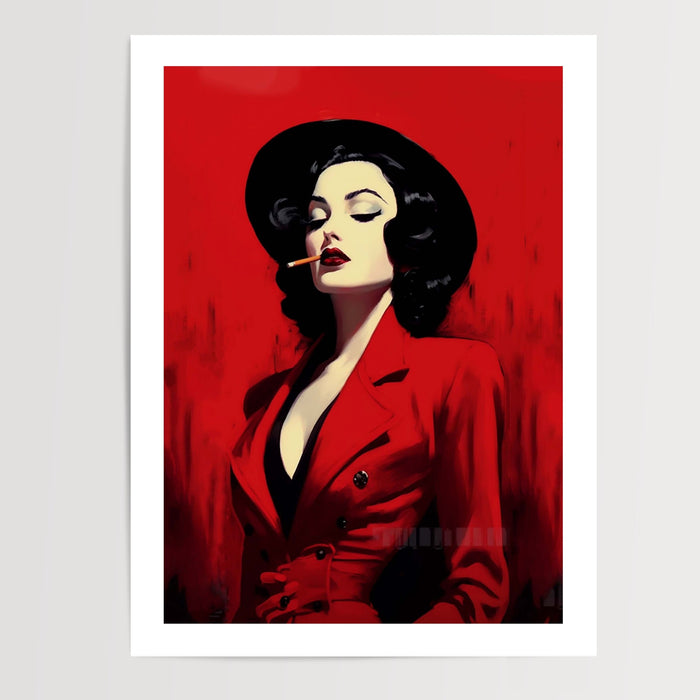 Poster Femme mystique - Élégance glamour et charme rétro — Vierge - poster-presentation-produit — passe-partout blanc