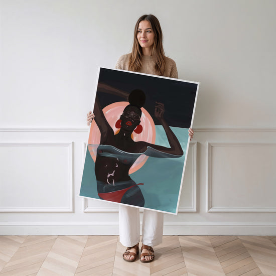 Poster Femme noire - Fierté rétro pop aux couleurs vibrantes — Vierge - poster-femme-debout