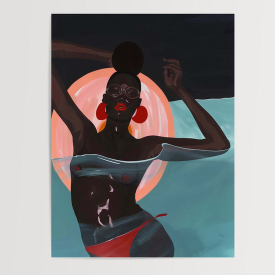 Poster Femme noire - Fierté rétro pop aux couleurs vibrantes — Vierge - poster-presentation-produit