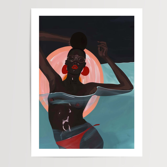 Poster Femme noire - Fierté rétro pop aux couleurs vibrantes — Vierge - poster-presentation-produit — passe-partout blanc