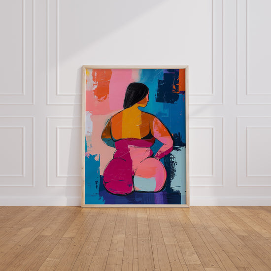 Poster Femme ronde abstraite - Corps libre en couleurs vibrantes — Vierge - living-room