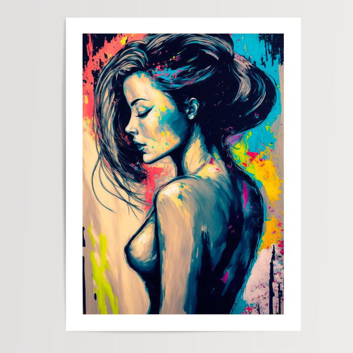 Poster Femme sensuelle - Silhouette féminine en couleurs vives — Vierge - poster-presentation-produit — passe-partout blanc