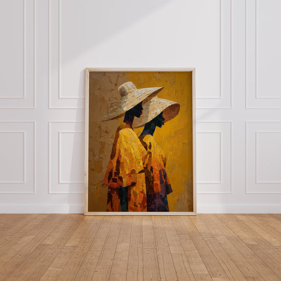 Poster Femmes africaines - Deux silhouettes dorées dans la lumière — Vierge - living-room