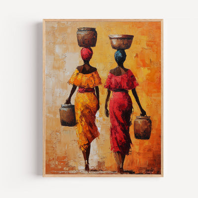 Poster Afrikanische Frauen – Farbenfroher Gang in der warmen Sonne