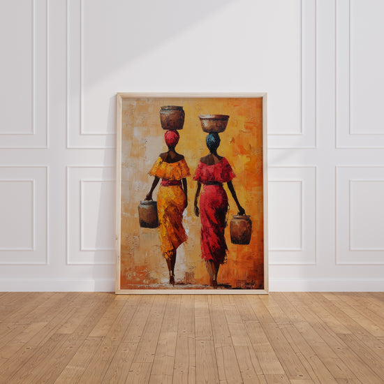 Poster Femmes africaines - Marche colorée sous un soleil chaleureux — Vierge - living-room