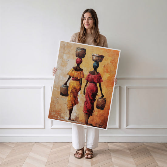 Poster Femmes africaines - Marche colorée sous un soleil chaleureux — Vierge - poster-femme-debout