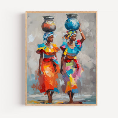 Poster Femmes africaines - Turbans colorés et grâce ancestrale