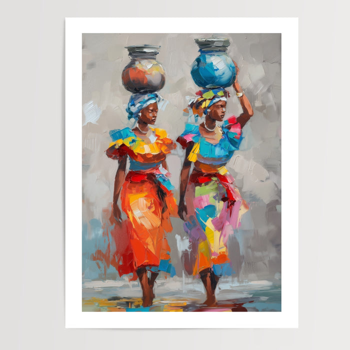Poster Femmes africaines - Turbans colorés et grâce ancestrale — Vierge - poster-presentation-produit — passe-partout blanc