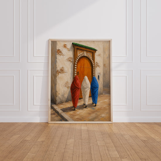Poster Femmes médina - Récit africain rouge et ocre — Vierge - living-room