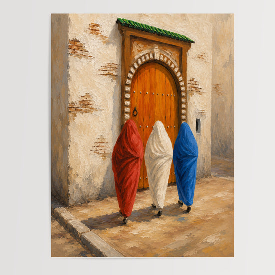 Poster Femmes médina - Récit africain rouge et ocre — Vierge - poster-presentation-produit