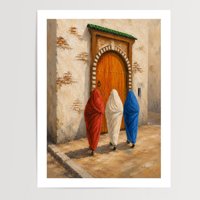 Poster Femmes médina - Récit africain rouge et ocre — Vierge - poster-presentation-produit — passe-partout blanc