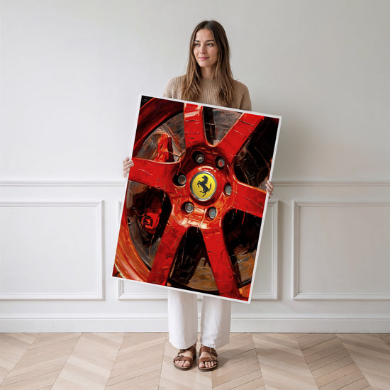 Poster Ferrari rouge - L'esprit de la vitesse et du prestige — Vierge - poster-femme-debout