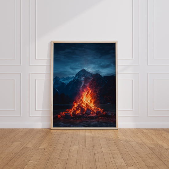 Poster Feu de bois alpin - Douceur d'un soir au coin du feu — Vierge - living-room