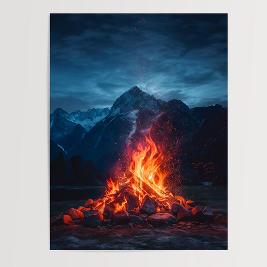 Poster Feu de bois alpin - Douceur d'un soir au coin du feu — Vierge - poster-presentation-produit