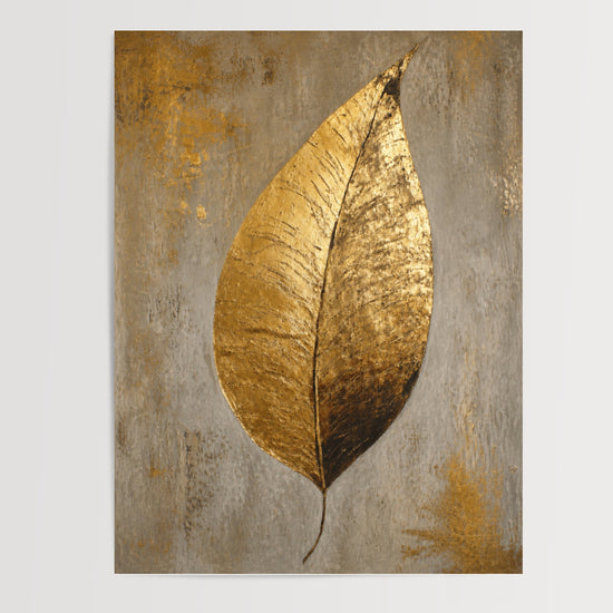 Poster Feuille d'or - Nature dorée sur gris patiné — Vierge - poster-presentation-produit