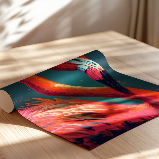 Poster Flamant rose - Éclat pop art et couleurs d'été — Vierge - poster-enroullé