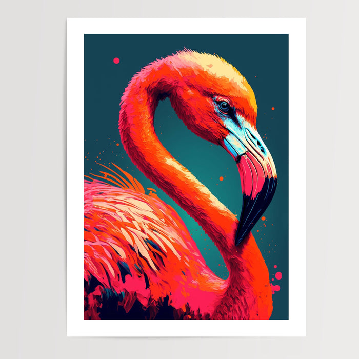 Poster Flamant rose - Éclat pop art et couleurs d'été — Vierge - poster-presentation-produit — passe-partout blanc